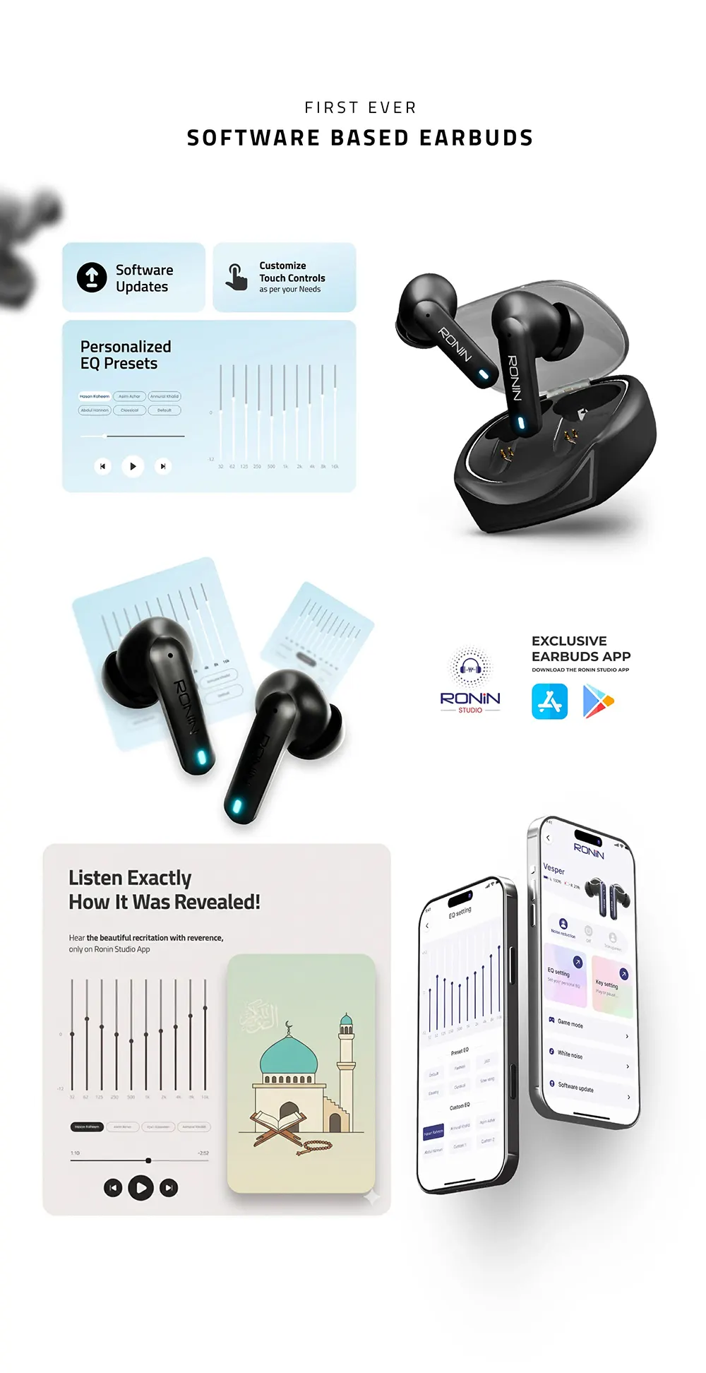 Dynasty Ronin R-520 Wireless Earbuds product view on Flexy Bay