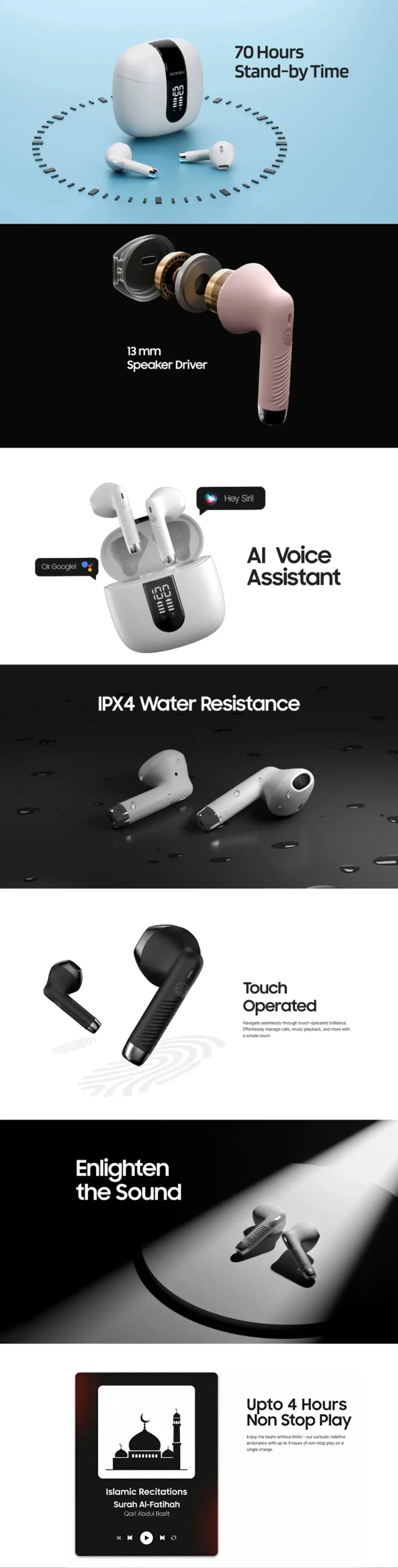Mashion Ronin R-190 Wireless Earbuds available on Flexy Bay