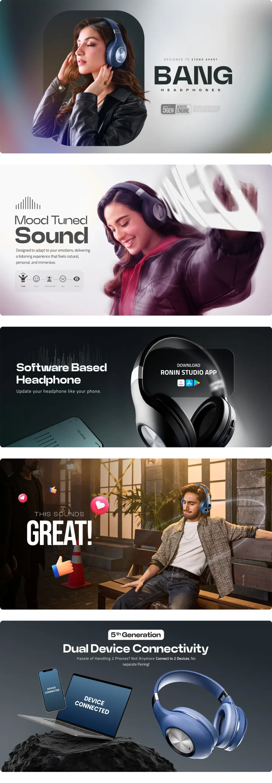 Bang Headphone R-1500 Ronin Wireless Headphones available on Flexy Bay