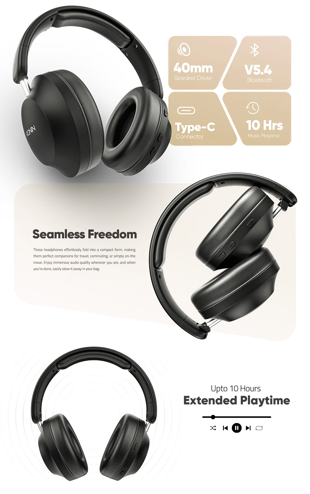 Magnitude Headphone R-1505 Ronin Wireless Headphones available on Flexy Bay