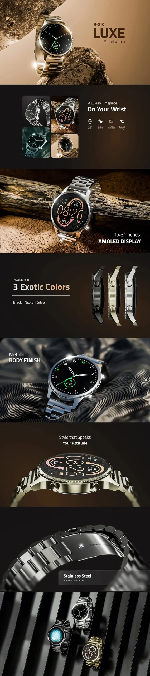 Luxe Smart Watch R-010 Ronin Smart Watch available on Flexy Bay