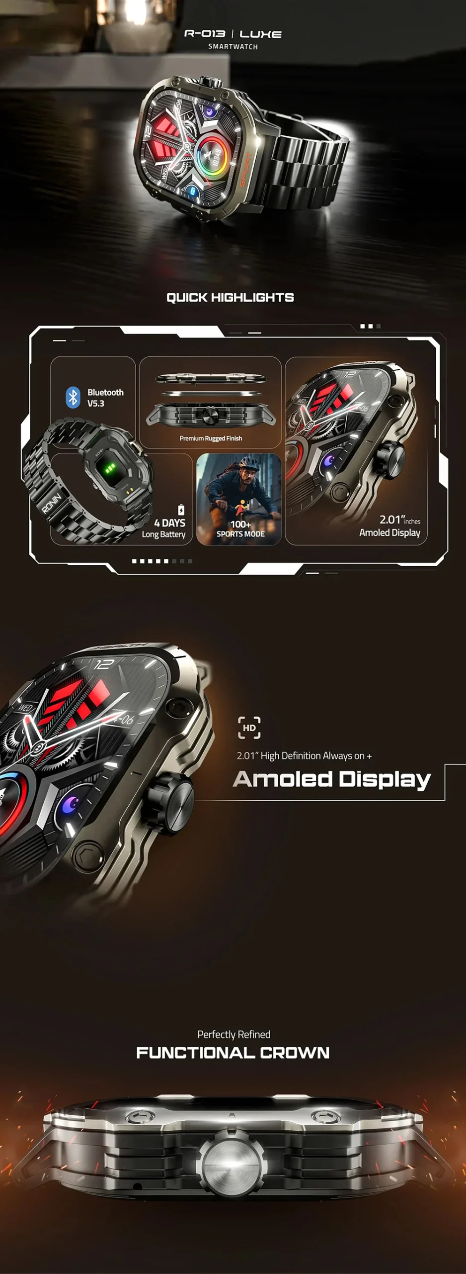 Luxe Smart Watch R-013 Ronin Smart Watch available on Flexy Bay