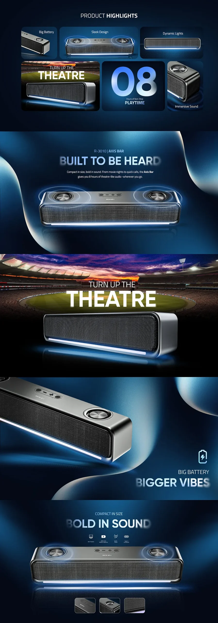 Axis Bar Ronin R-3010 Wireless Speaker available on Flexy Bay